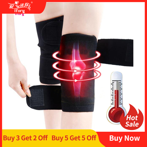 Ifory 1 Pair Health Care Tourmaline Self Heating Knee Pad Magnetic Therapy Support Adjustable Knee Massager Relieve Leg Pain ► Photo 1/6