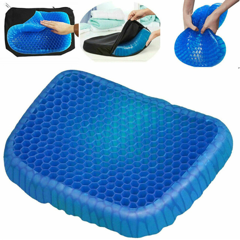 Gel Seat Cushion, for Long Sitting -Double Thick Gel Seat Cushion  Breathable Honeycomb Chair Cushion with Non-Slip Cover for Office Chair  Car