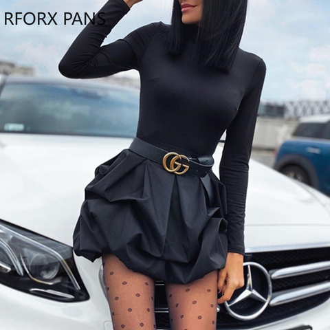 Solid Long Sleeve Mini Bud Dress  Party Dress  Black Dress Women Dress ► Photo 1/3