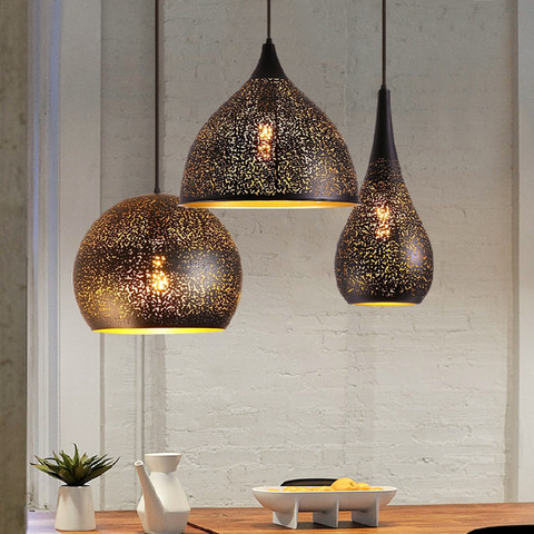 Moroccan pendant lamp for Bedroom Dining room Kitchen Island mosque chandeleir indoor home Black Loft Chandelier ► Photo 1/6