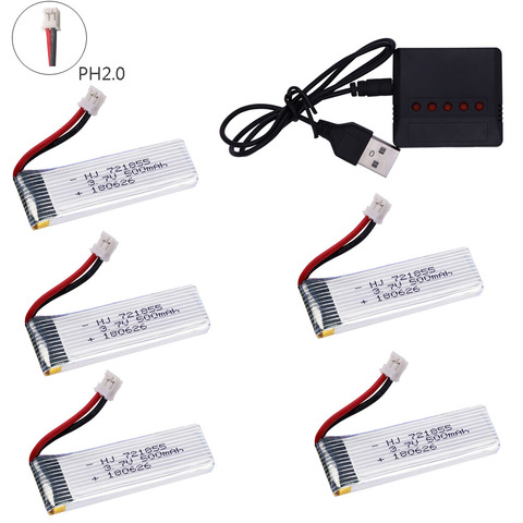 Lipo Battery 1S 3.7V 3.8V 500mAh 721855 30C 1S PH2.0 Plug with charger for Indoor Racing Drone Toys 3.7V high quality batteries ► Photo 1/6