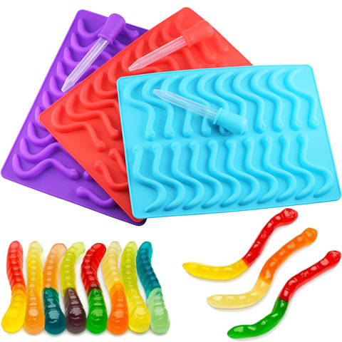 20 Cavity Silicone Gummy Snake Worms Chocolate Mold Sugar Candy Jelly Molds Ice Tube Tray Mold Cake Decorating Tools ► Photo 1/6