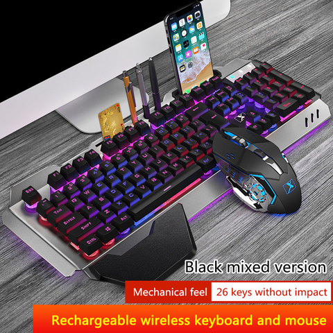 K680 Wireless Gaming Keyboard and Mouse Backlight Metal Panel Rechargeable RGB Backlit Gamer Mouse Waterproof Keyboard Kit ► Photo 1/6