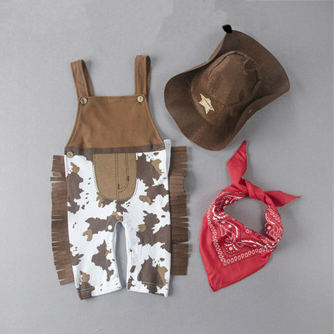 3PCS Toddler Baby Boy Girl Clothes Sets Carnival Fancy Dress Party Costume Cowboy Outfit Romper +Hat+Scarf Sets ► Photo 1/6