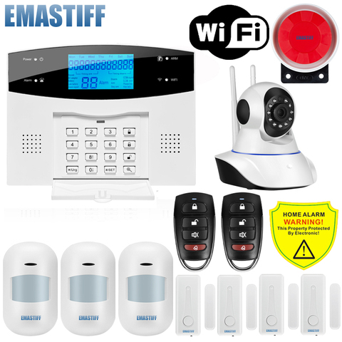 IOS Android APP Wired Wireless Home Security LCD PSTN WIFI GSM Alarm System Intercom Remote Control Autodial Siren Sensor Kit ► Photo 1/6