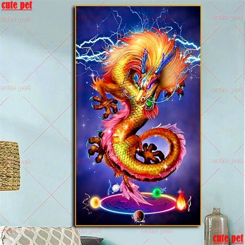 Diamond Painting Color golden dragon Full Diamond Embroidery Pattern Rhinestones Decor Needlework DIY Mosaic myth Cross Stitch ► Photo 1/6