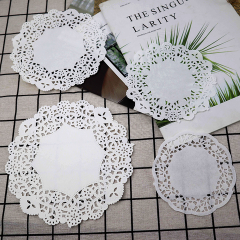 100Pcs 4.5/5.5/6.5/7.5inch Round Paper Lace Doilies Party Decorative Tableware Placemats White Paper Mats Table Decoration ► Photo 1/6