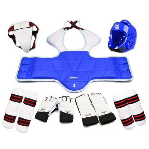 Taekwondo Glvoes Karate Body Protector Gear Adult Kids Children Jockstrap Arm Shin Chest Guard Helmet Training Set Equipment ► Photo 1/6