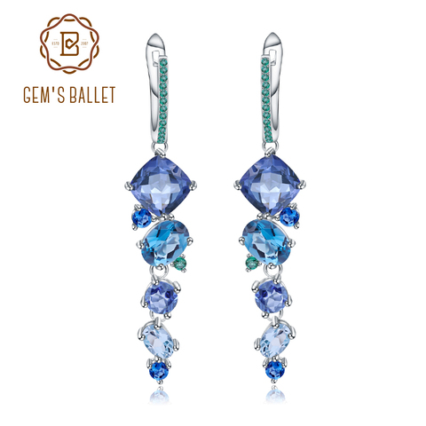 GEM'S BALLET Natural Mystic Quartz Topaz Drop Earrings 925 Sterling Silver Handmade Modern Irregular Earrings for Women Brincos ► Photo 1/6