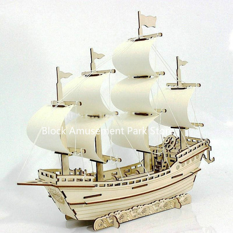3D Wooden Ship Jigsaw Toys Learning Building Robot Model DIY Sailing Boat Plane Puzzle Aircraft Gift Kids Car Toy For Children ► Photo 1/1