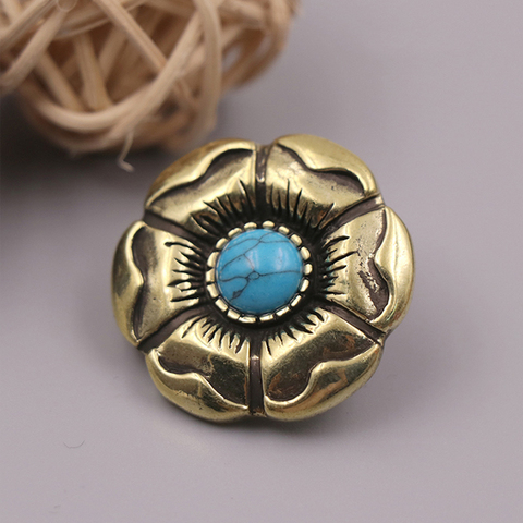 1 X Retro Brass Flower Conchos Screwback Classical Fashion Style Design Leather Bag Wallet Chain Button Rivet Studs ► Photo 1/6