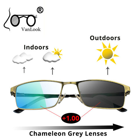 Bifocal Reading Glasses Photochromic Sunglasses Chameleon Lens Frame For Men Women Sight Eyeglasses +1.5 2 2.5 ► Photo 1/6