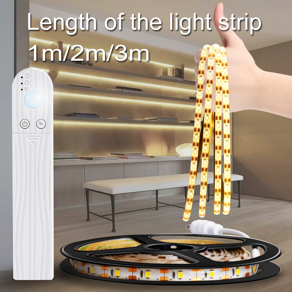 1-5M LED Wireless PIR Motion Sensor Wardrobe Cabinet Strip Tape Bed Night Light 