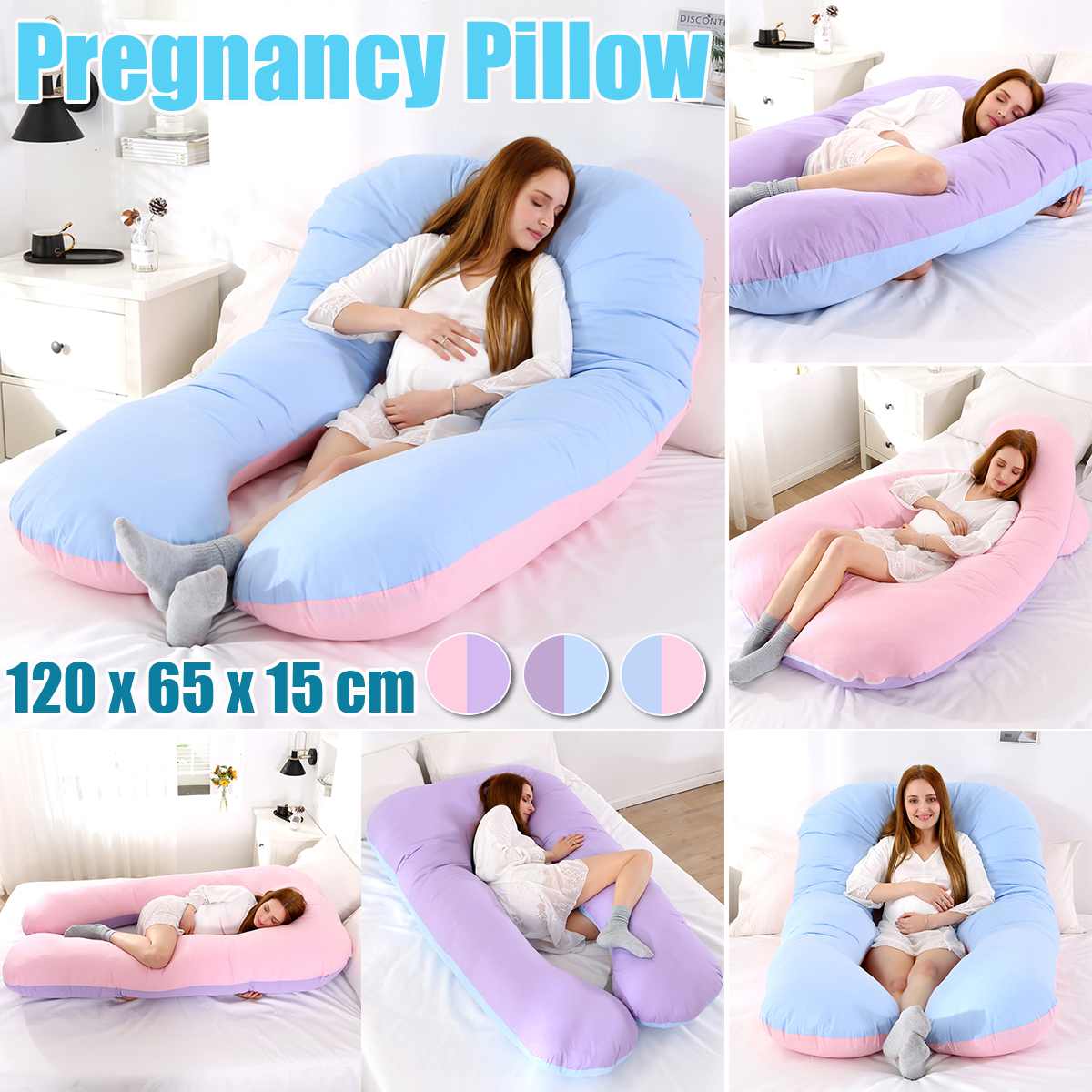 Side Sleeping Pregnant Pillow U Shape For Maternity Women Support 100% Cotton 