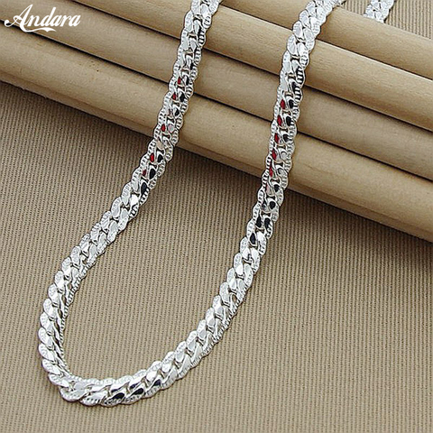 High Quality 6mm 50cm Full Sideways Necklace Women Men 925 Sterling Silver Fashion Jewelry Link Chain Necklace Price History Review Aliexpress Seller Andara Official Store Alitools Io