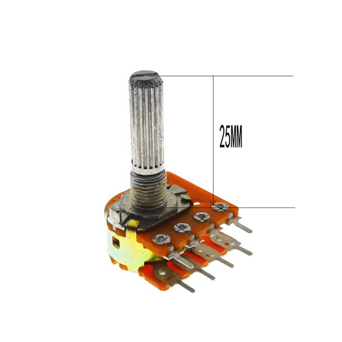 5PCS WH148 25MM 16 type sound volume potentiometer double 8 feet with center tap B50K B100K 50K 100K RH2702 ► Photo 1/4