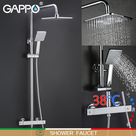 GAPPO shower system bathroom thermostat faucet shower faucet mixer tap waterfall wall mount thermostatic shower mixer ► Photo 1/6