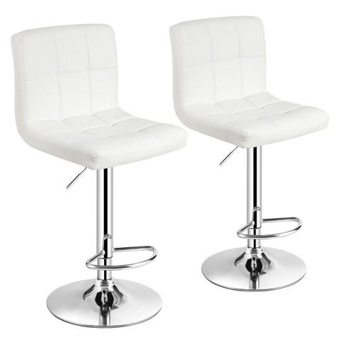 Buy Online Set Of 2 Adjustable Bar Stools Pu Leather Swivel Kitchen Counter Pub Chair Hw66492 Alitools