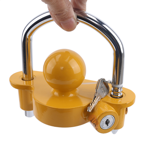 Universal Heavy Duty Hitch Lock Caravan Trailer Ball Coupler Trailer Lock Heavy Duty Hitch Anti-Theft Lock Yellow ► Photo 1/6