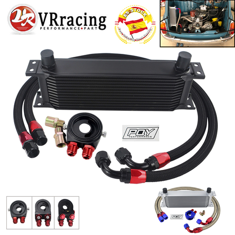 Universal 13 Rows AN10 Oil Cooler + Oil Filter Sandwich Adapter + Stainless Steel Nylon Braided AN10 Hose For Cooling System ► Photo 1/6