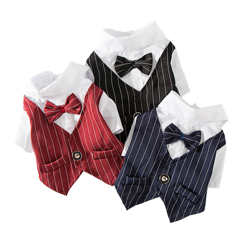 Gentleman Dog Clothes Wedding Suit Formal Shirt For Small Dogs Bowtie Tuxedo Pet Outfit Halloween Christmas Costume For Cats ► Photo 1/6