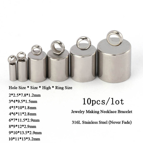 10pcs/lot Matel 316L Stainless Steel Jewelry End Caps for DIY Bracelet Charms Pendants Jewelry Making Findings Wholesale ► Photo 1/6