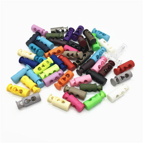 20Pcs Color 24mm Double hole cylindrical Hole Plastic Stopper Cord Lock Bean Toggle Clip Apparel Shoelace Sportswear Accessories ► Photo 1/6