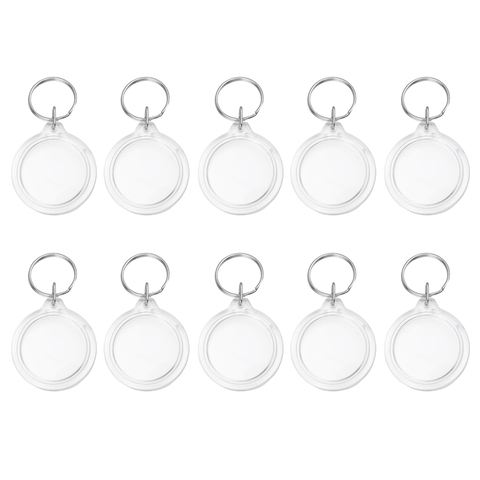 100pcs Acrylic Blank Keychain Transparent Insert Photo Picture Frame Keyring Key Holder Circular DIY Split Ring Key Chain ► Photo 1/6