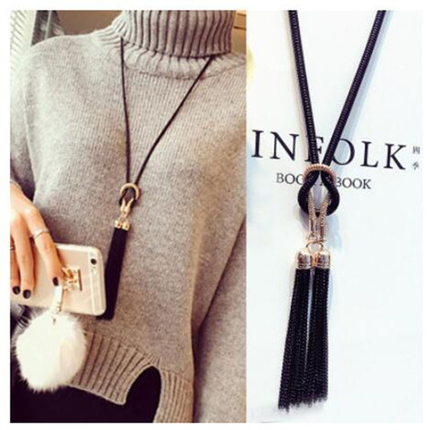 2022 New Arrival Female Pendant Necklace Tassel Long Winter Sweater Chain Necklace Women Necklaces Wholesale Sales ► Photo 1/6