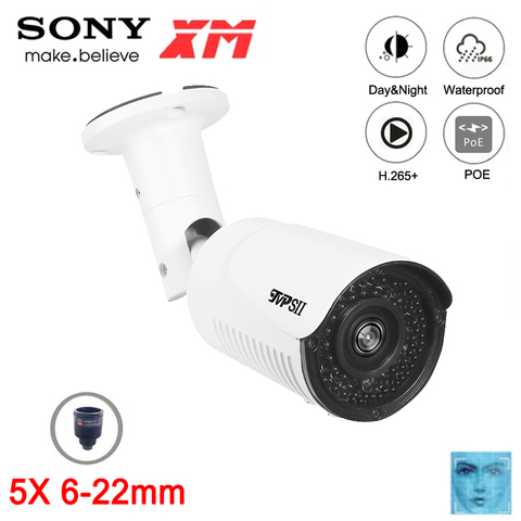 8MP 4K,5MP,3MP,2MP H.265+ 42pcs Infrared Led 5X Zoom 6mm-22mm Lens Outdoor Metal ONVIF Audio Face Detection POE IP CCTV Camera ► Photo 1/6