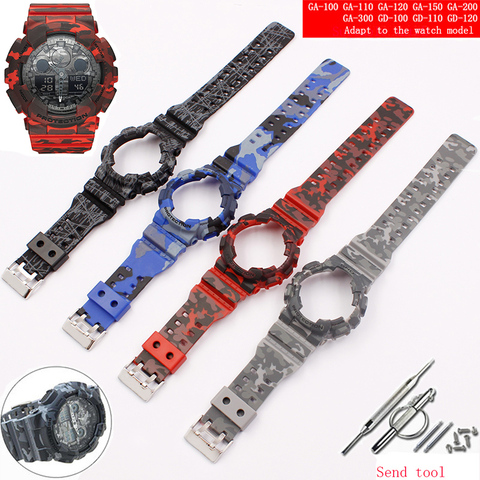 Watch accessories resin strap 16mm for camouflage Casio g-shock GLS GD GA110 GA100 GD120 men's and women's sports watch case ► Photo 1/6