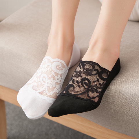 5 pair Summer women socks slippers non-slip breathable lace lace invisible socks sexy non-slip cool thin socks fashion socks ► Photo 1/5