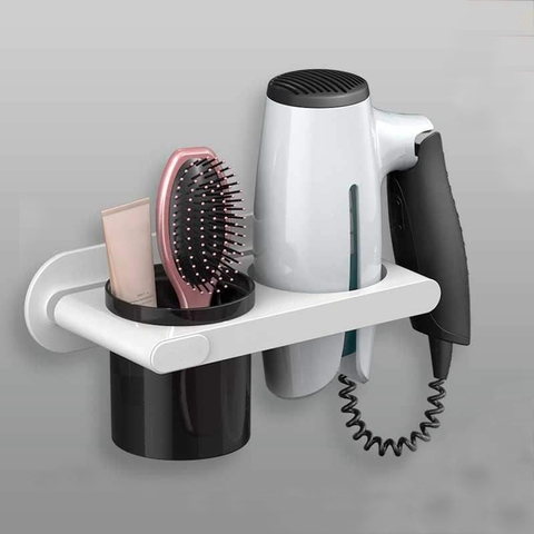 Wall Mounted Hair Dryer Holder Self-Adhesive Blower Storage Rack Punch-Free Bathroom Supplies Shelf Organizer ► Photo 1/6