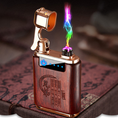 Sandalwood Dual Arc Electric Plasma Lighter USB Rechargable Lighter Cool Windproof Flameless Lighter Smoking Accessories ► Photo 1/6