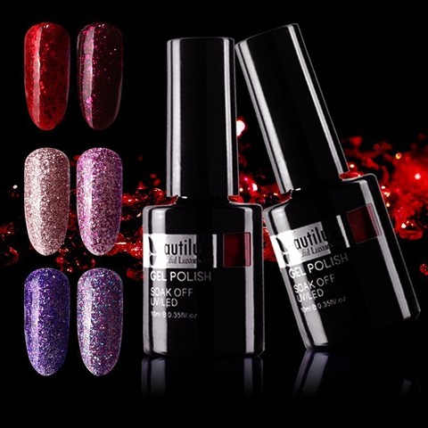 Beautilux 1pc Shimmer Glitter Sparkling Winter Collection Color Gel Nail Polish Soak Off UV LED Nail Lacquer Varnish 10ml ► Photo 1/6