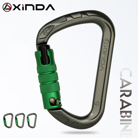 Xinda outdoor D-shape rock climbing  carabiner aluminum mountaineering Screw Auto safety buckle climbing carabiner ► Photo 1/6