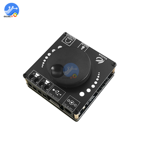 Mini Bluetooth 5.0 50WX2 Wireless Audio Power Digital Stereo Amplifier Board Module Amp 3.5MM AUX USB volume control  XY-AP50L ► Photo 1/6