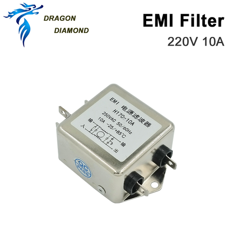1 Pcs Power EMI Filter Single Phase Power HONGDA filter AC 115V / 250V 10A 50/60HZ for Laser Engraver ► Photo 1/2