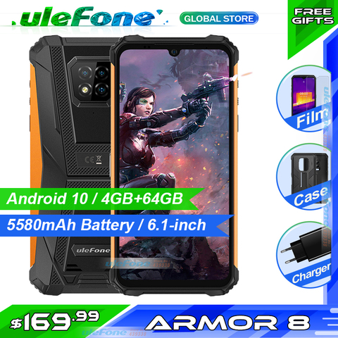 Ulefone Armor 8 Mobile Phone Helio P60 RAM 4GB ROM 64GB 5580mAh 6.1 inches Android 10 NFC Dual SIM Waterproof Smartphone ► Photo 1/6