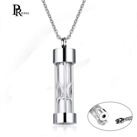 Funnel Openable Glass Vial Necklace Stainless Steel Urn Hourglass Memorial Ash Keepsake Cremation Pendants Collar Jewelry ► Photo 1/6