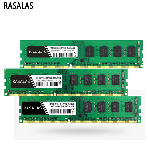 Rasalas Desktop Memory RAM DDR3 1066 1333 1600Mhz 8500 10600 12800s 240pin 1.35V 1.5V Memoria RAM for PC ► Photo 1/6