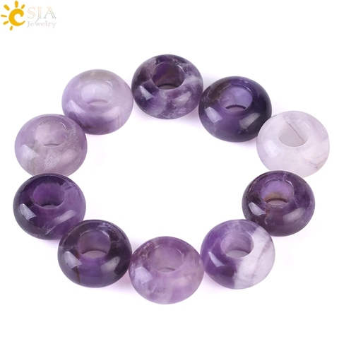 CSJA Big Hole Beads for Jewelry Making Natural Stone 14mm Spacer Bead Women Men Bracelet Necklace Pendant Accessories 10pcs F423 ► Photo 1/6