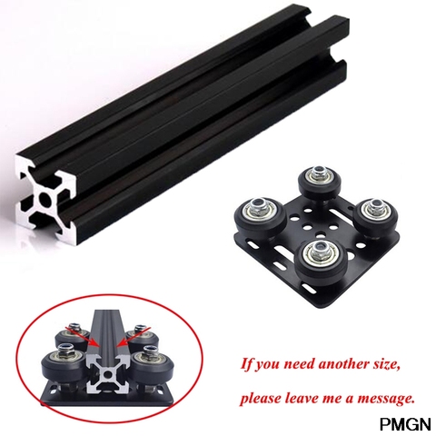 1PC BLACK 2022 V-slot Anodized Aluminum Profile Extrusion 100mm-800mm Linear Rail+1PC V gantry plat set slide plate Pulley ► Photo 1/6