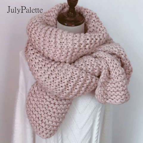 JulyPalette Thick Wool Solid Scarf Female Autumn Winter Thicken Warm Sweater Scarves Men Women Long Shawls Knitted Scarf 2022 ► Photo 1/6