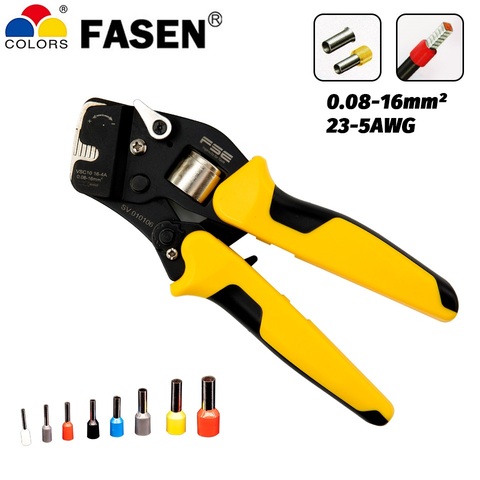 VSC10-16-4A 0.08-16mm^2 23-5AWG Adjustable Precise Crimp Pliers Tube Bootlace Terminal Crimping Hand Tool HSC10-16-4A ► Photo 1/6