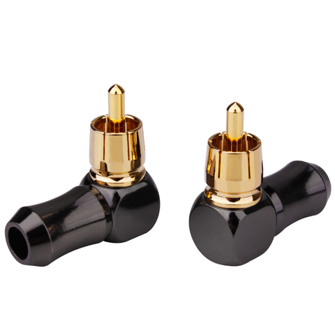 Audio Connector RCA Gold Plug Male 90 Degree Adaptor Audio Video Speaker Connector Soldering Adapter RCA Elbow Hifi Mini Jack ► Photo 1/6