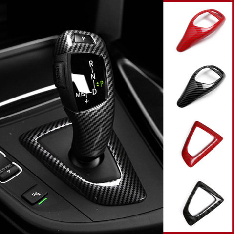 Carbon Fiber Style Gear Shift Handle Sleeve Button Cover Stickers For BMW F20 F30 f10 f32 F25 X5 F15 X6 F16 Interior Accessories ► Photo 1/6