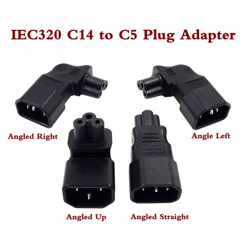 IEC320 C5 Power Converter, IEC C14 Male Plug to C5 Up/Left/Right/Strainght Angle Connector 10A 250V ► Photo 1/6