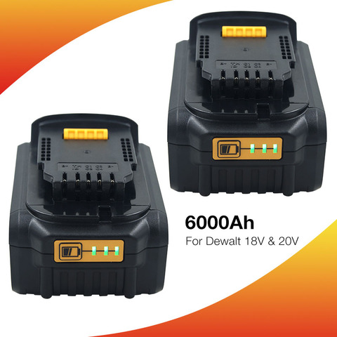 2PCS DCB200 DCB205 20V 18V 6000mAh Li-ion Replacement Rechargeable Battery for Dewalt 18V 20V DCB184 DCB201 DCB180 DCB183 DCF880 ► Photo 1/6