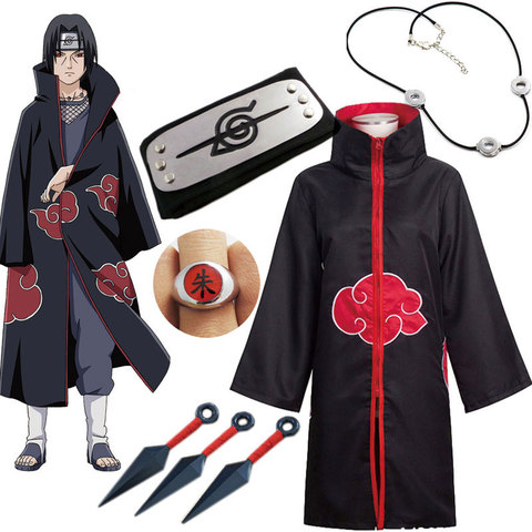 Naruto Pain Cosplay Costume Akatsuki Cloak Ring Headband Halloween Clothing 